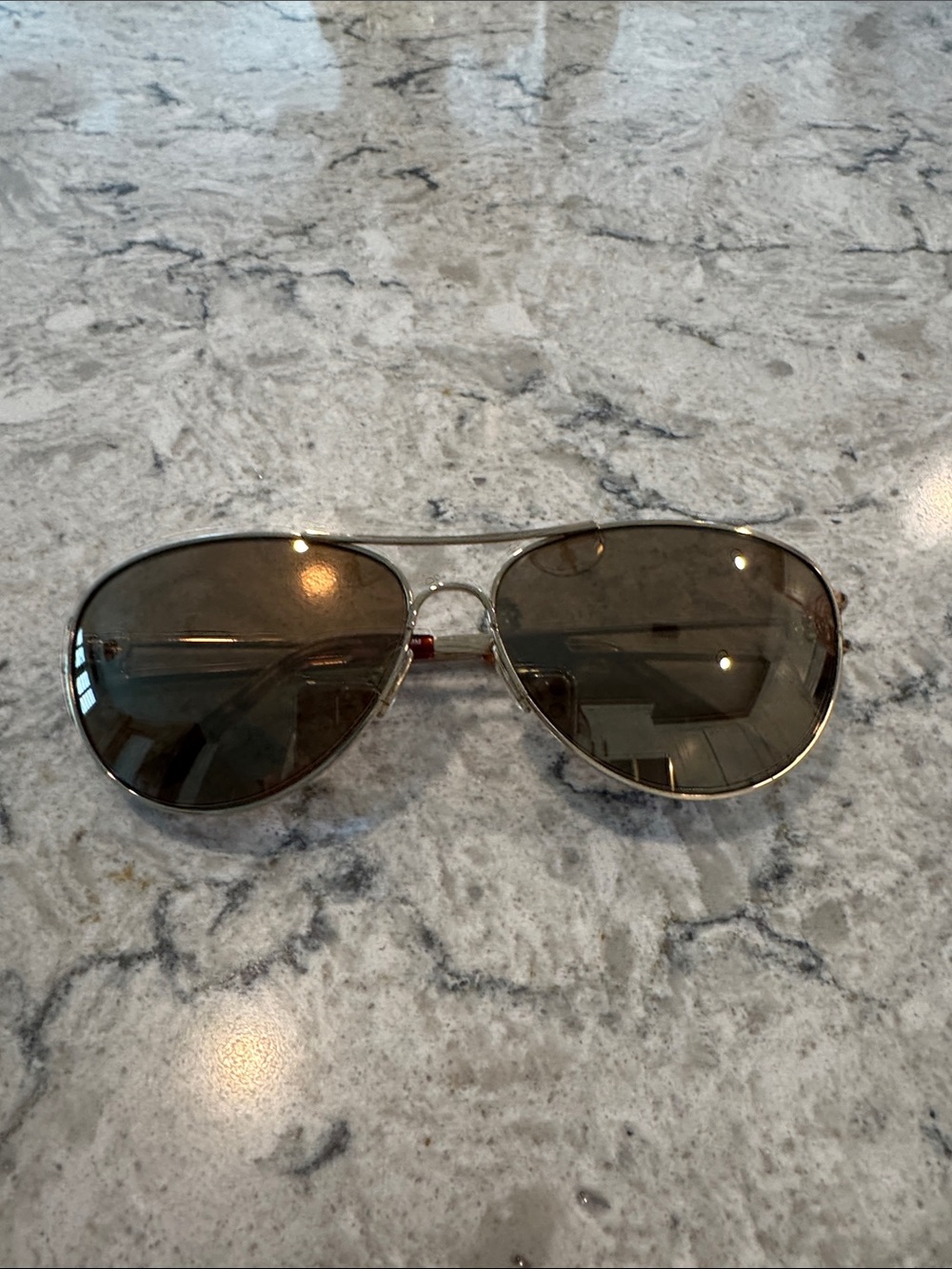 BCBGMaxAzria Gold Frame Aviator Sunglasses with Brown Lenses